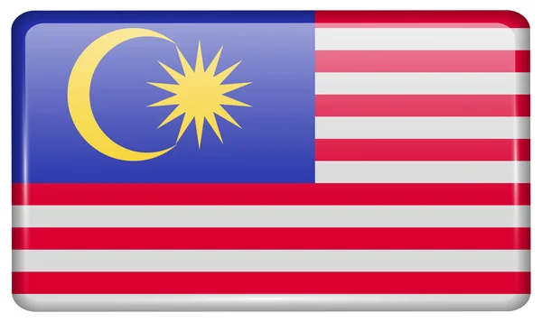 Flaggor Malaysia i form av en magnet på kylskåp med reflektioner ljus. Vektor — Stock vektor