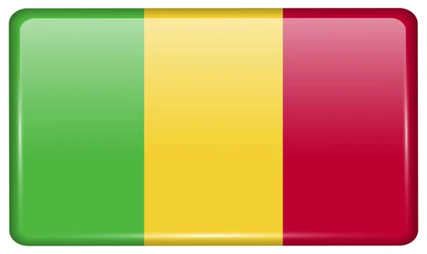 Zászlók Mali a formájában egy mágnes a hűtőszekrényben reflexiók fény. Vektor — Stock Vector