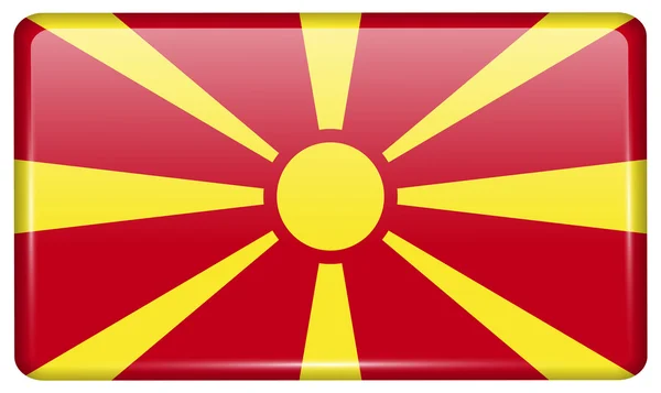 Banderas Macedonia en forma de un imán en el refrigerador con reflejos de luz. Vector — Vector de stock