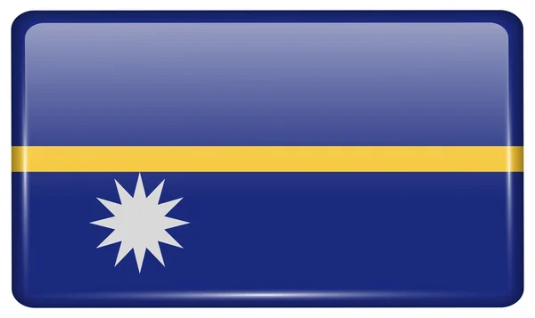 Bandeiras Nauru na forma de um ímã na geladeira com reflexos de luz. Vetor — Vetor de Stock
