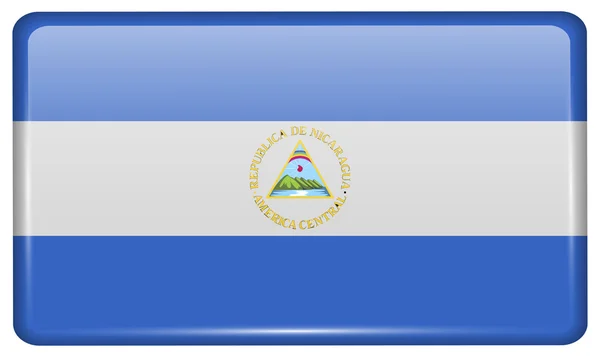 Drapeaux Nicaragua sous la forme d'un aimant sur le réfrigérateur avec des reflets lumineux. Vecteur — Image vectorielle