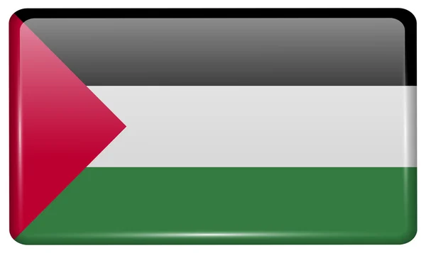 Banderas Palestina en forma de un imán en el refrigerador con reflejos de luz. Vector — Vector de stock