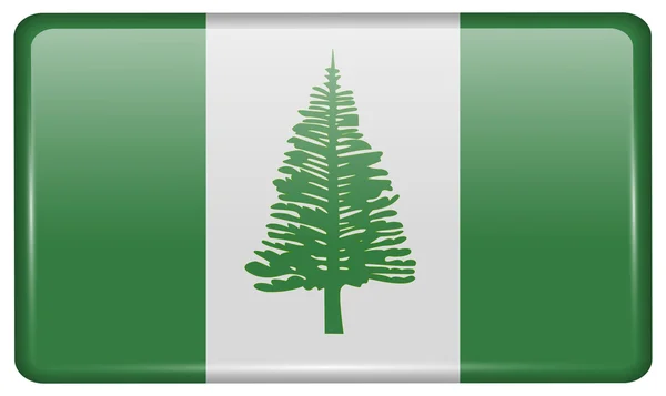 Flaggor Norfolk Island i form av en magnet på kylskåp med reflektioner ljus. Vektor — Stock vektor