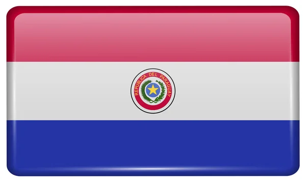 Banderas Paraguay en forma de imán sobre nevera con reflejos de luz. Vector — Vector de stock