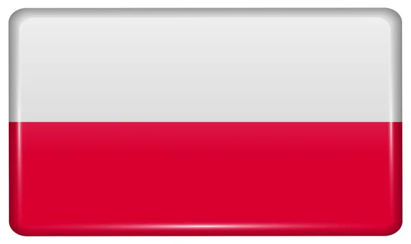 Drapeaux Pologne sous la forme d'un aimant sur le réfrigérateur avec des reflets lumineux. Vecteur — Image vectorielle