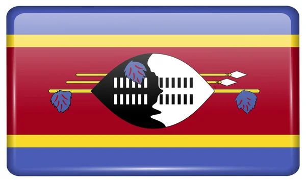 Flags Swaziland in the form of a magnet on refrigerator with reflections light. Vector — Stock Vector