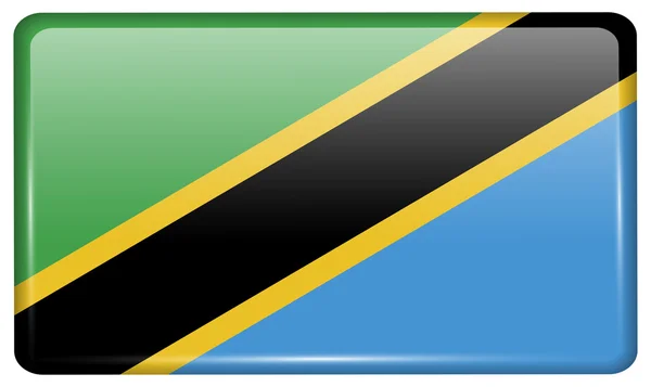 Flags Tanzania in the form of a magnet on refrigerator with reflections light. Vector — Stock Vector