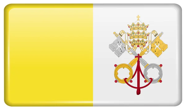 Drapeaux Vatican CitySaint-Siège sous la forme d'un aimant sur le réfrigérateur avec des reflets lumineux. Vecteur — Image vectorielle