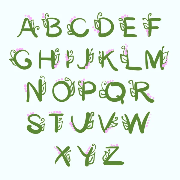 Письма алфавита ручной работы с цветочными элементами. Вектор — стоковый вектор