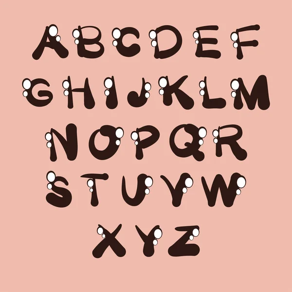 Hand getekende cartoon lettertype met decoratieve elementen op een roze achtergrond. Vector — Stockvector