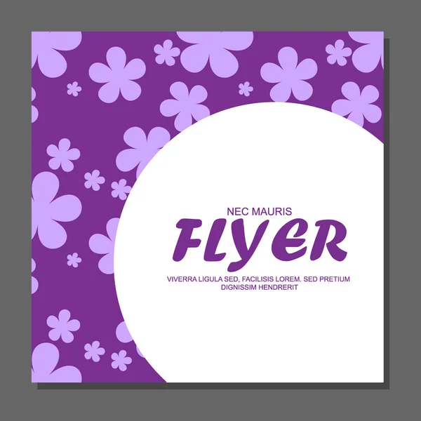 Violet bloemen op een flyer. Kan worden gebruikt als wenskaarten of bruiloft uitnodiging. Vector — Stockvector