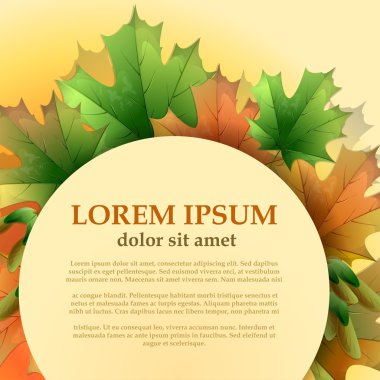 Metniniz için yer ile hafif bir arka plan üzerinde yuvarlak çerçeve akçaağaç ile bırakır. Sonbahar. Vektör