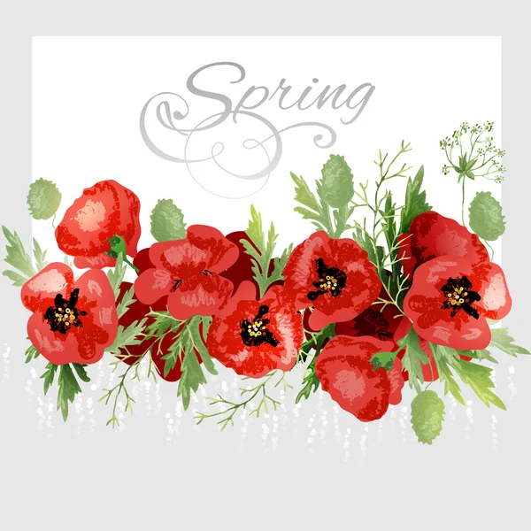 Spring background with poppies — Stock Vector