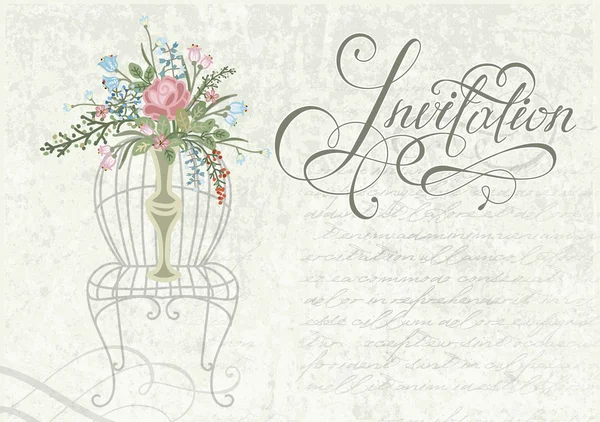 Invitation dans un style rétro avec des fleurs — Image vectorielle