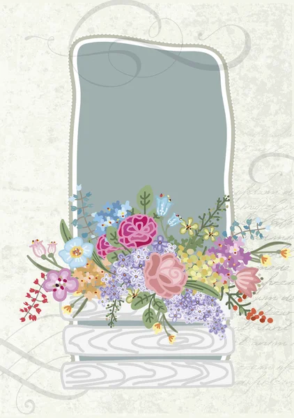 Запрошення в ретро-стилі з квітами — стоковий вектор