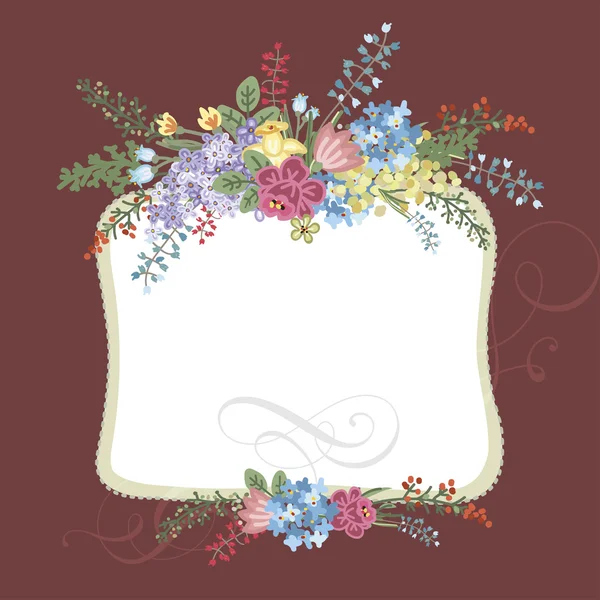 Запрошення в ретро-стилі з квітами — стоковий вектор