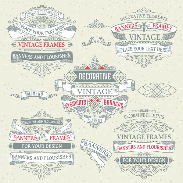 Bandeiras vintage decorativas . — Vetor de Stock