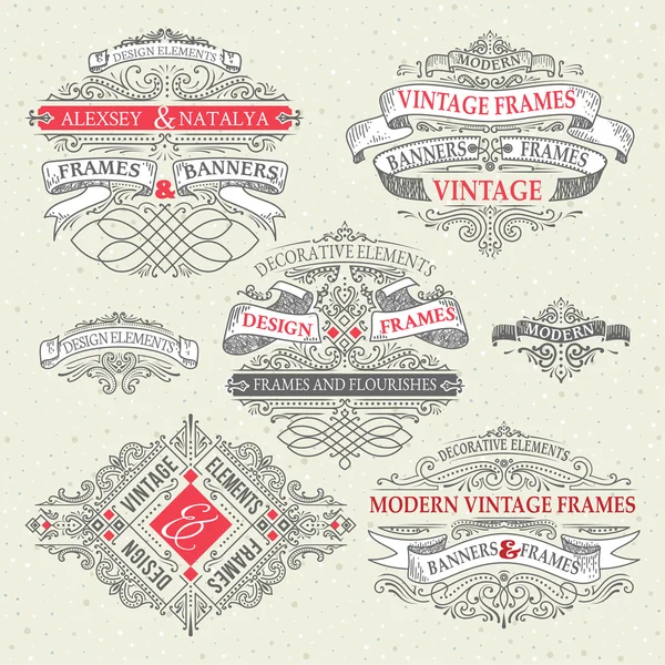 Decorative vintage banners. — Stock Vector