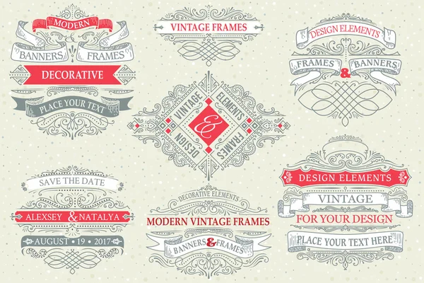 Decorative vintage banners. — Stock Vector