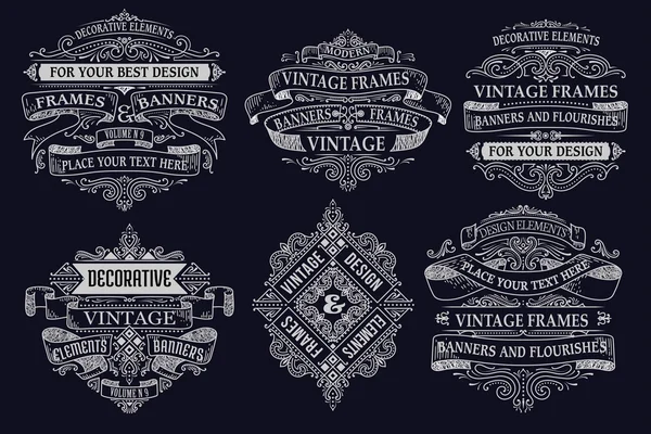 Banderas decorativas vintage . — Archivo Imágenes Vectoriales