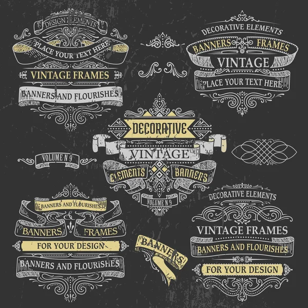 Decoratieve vintage banners. — Stockvector