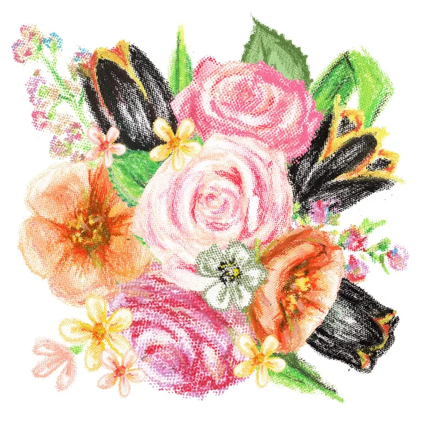 手描きの花の花束. — ストック写真