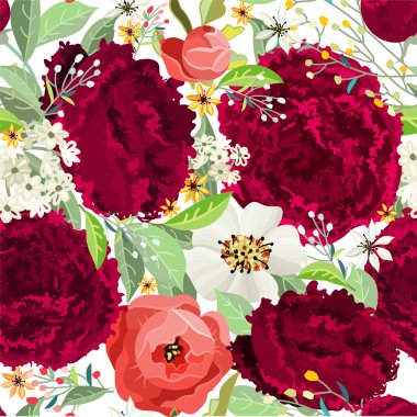 Güzel peonies ile Seamless Modeli.