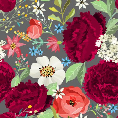 Güzel peonies ile Seamless Modeli.