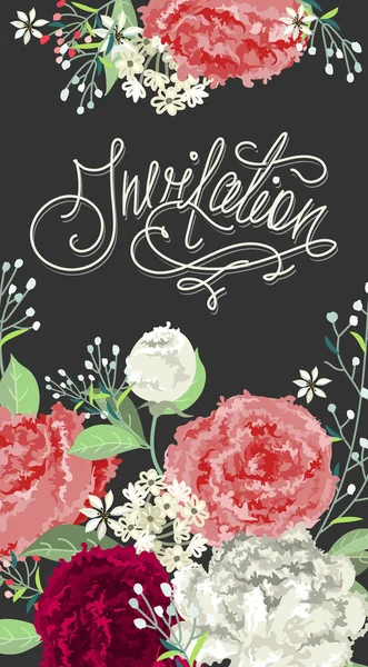 Tarjeta de invitación con hermosas flores . — Archivo Imágenes Vectoriales
