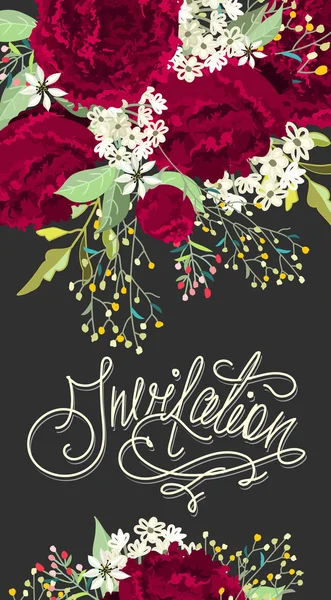 Carte d'invitation avec de belles fleurs . — Image vectorielle