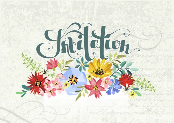 Uitnodigingskaart met prachtige bloemen — Stockvector