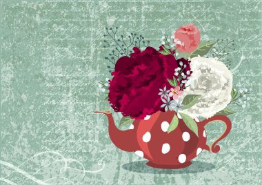 Antika arka plan üzerinde romantik buket.