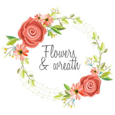 Güzel çiçekler ile çelenk.