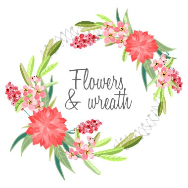 Güzel çiçekler ile çelenk.