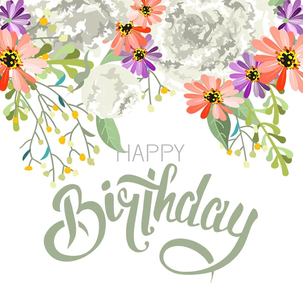 Lettering flower design Happy birthday floral lettering design