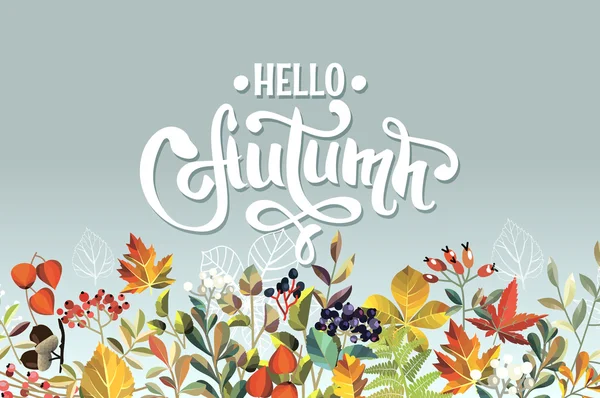 Hintergrund mit Schriftzug "hallo Herbst". — Stockvektor