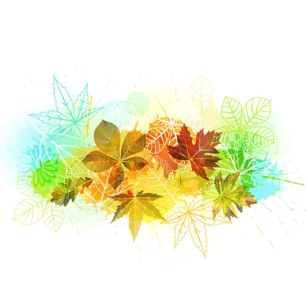 Herfst achtergrond met bladeren. — Stockvector