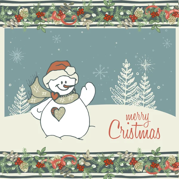 Carte postale rétro de Noël — Image vectorielle