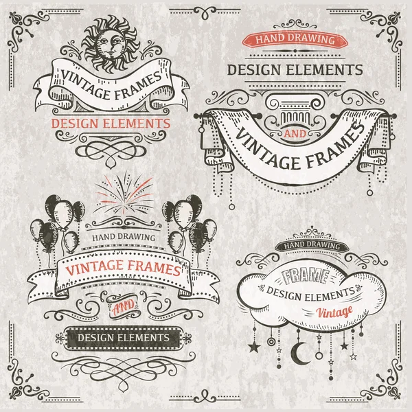 Vintage frames met ontwerpelementen — Stockvector