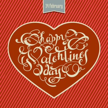 Valentines day card design with hand-drawing text clipart
