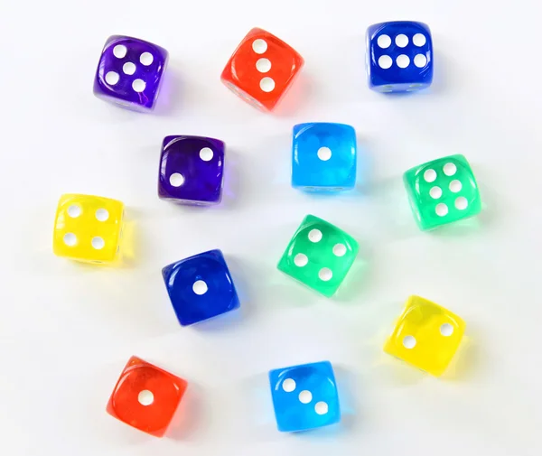 Group of colored plastic dice — Stock Photo, Image