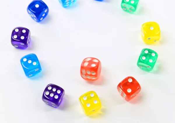 组的彩色塑料骰子 — 图库照片