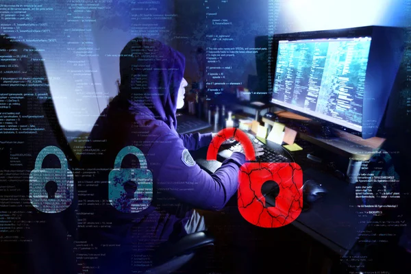 Gefährliche Hacker stehlen Daten -Konzept — Stockbild Gefährliche Hacker stehlen Daten -Konzept — Stockfoto