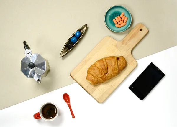 Flat lay - petit déjeuner — Photo