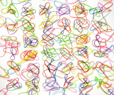 düz lay - renkli kauçuk şeritler arka plan