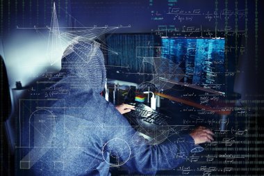dangerous hacker stealing data -industrial espionage concept clipart