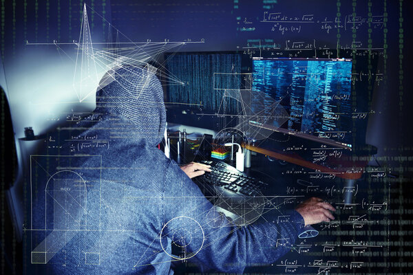 dangerous hacker stealing data -industrial espionage concept