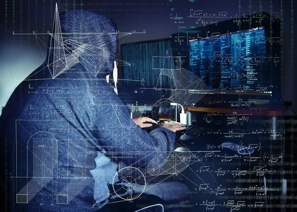 Farliga hacker stjäla data-industrispionage koncept — Stockfoto