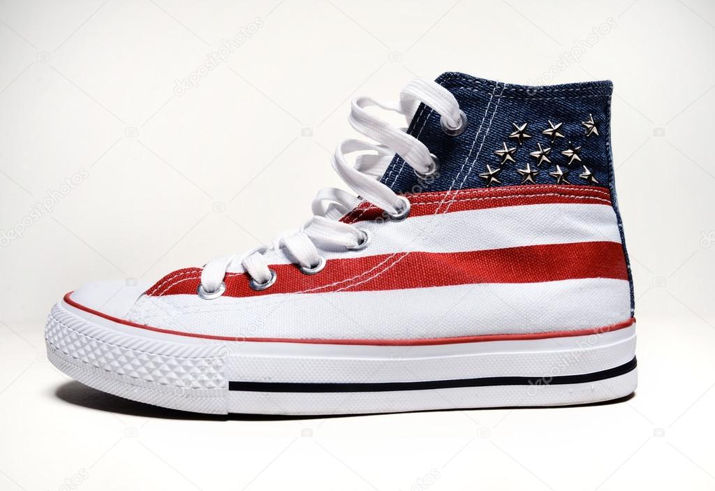 Vintage basketball shoes with usa flag Stock Photo by ©claudio.gangi
