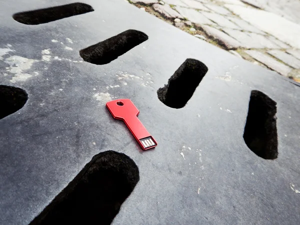 data loss, data breach - concept usb key dropped